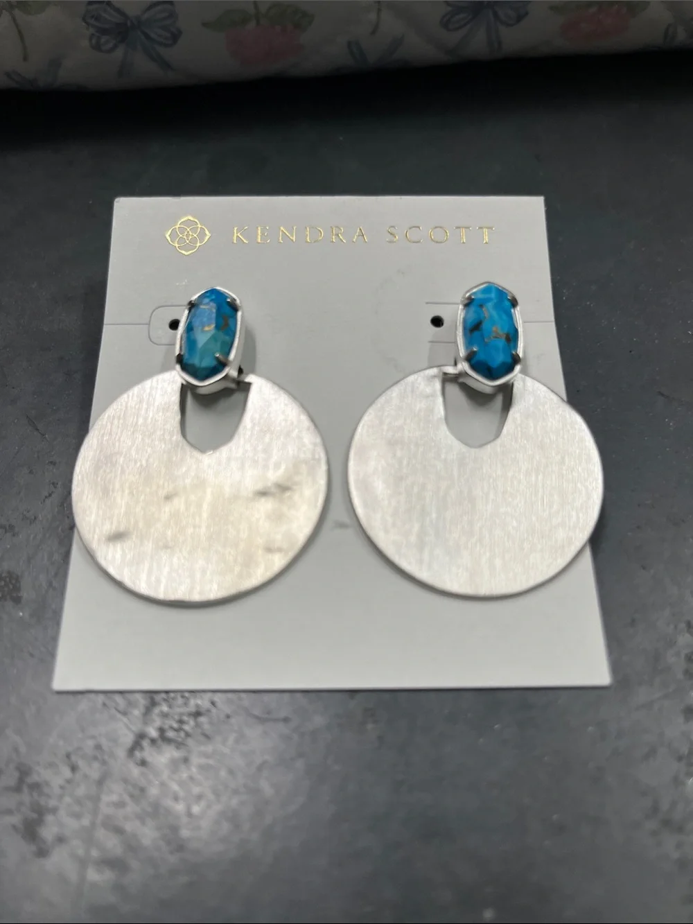 NWT Kendra Scott Deena Drop Earrings with Turquoise Magnesite Stones